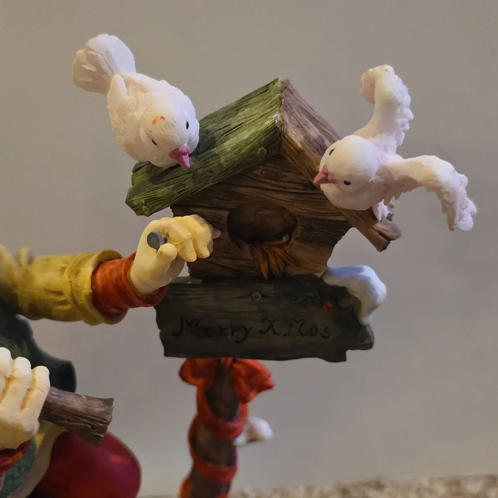 Santa Claus Figurine with Birdhouse - Santa Toy Maker Porcelain